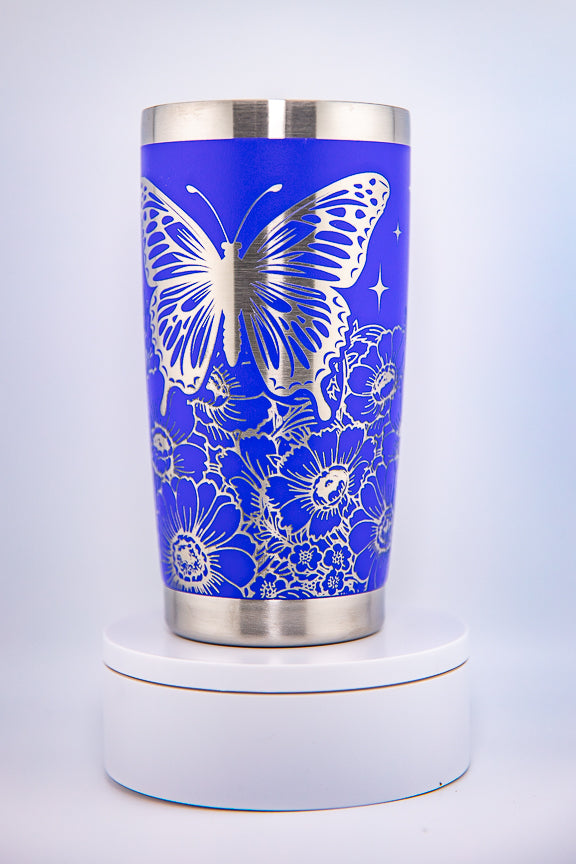 Butterfly and Floral Tumbler - Bern Laser Works