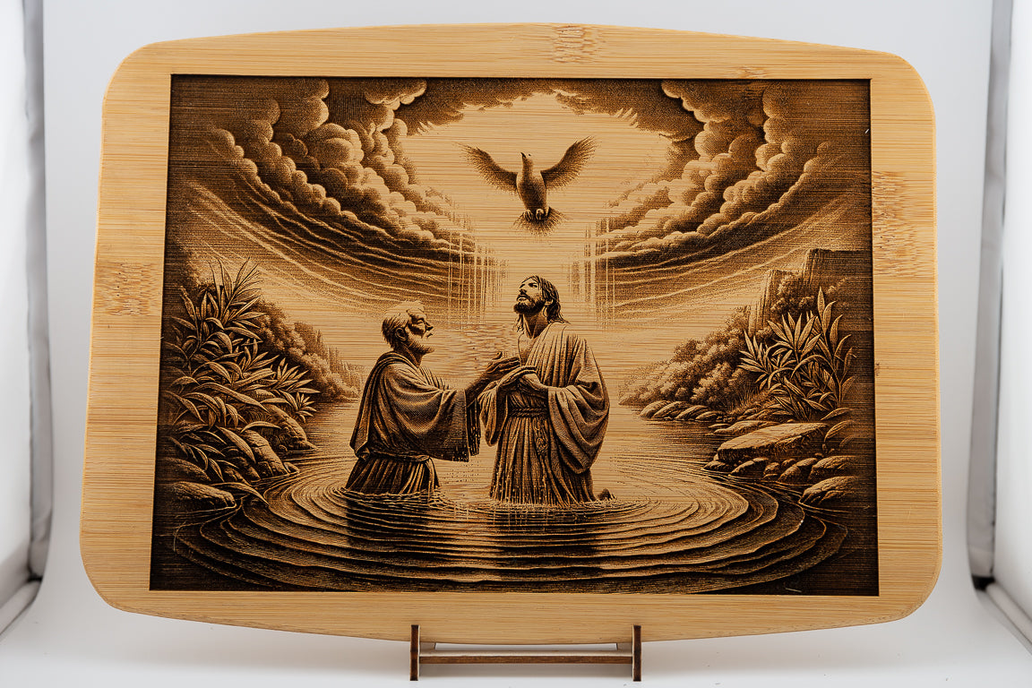 Jesus Baptism Cutting Board - Bern Laser Works